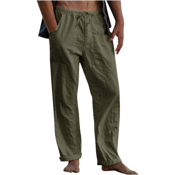 ZQUUVOU Mens Cargo Joggers Hiking Pants Casual Lightweight Casual Solid Multiple Pockets Zipper Pants Khaki