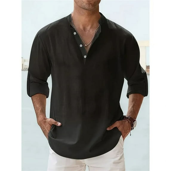 Men’s Cotton Linen Shirts Button Down Breathable Button-down Lightweight Shirt Casual & Business Wear Clothing
