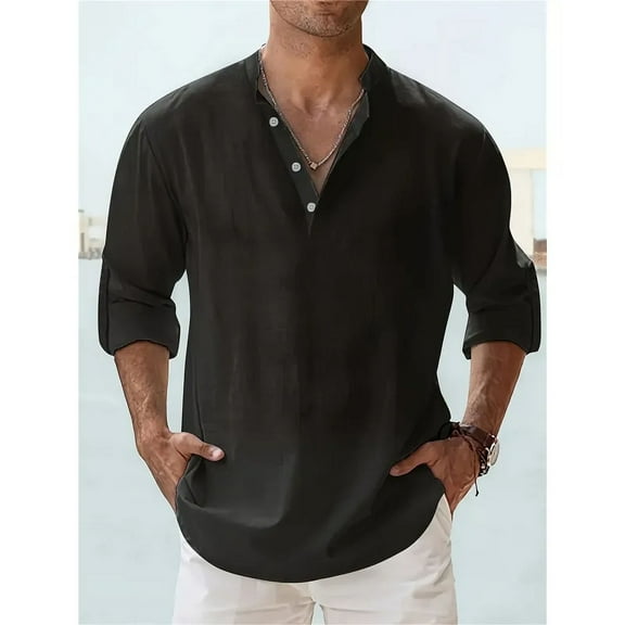 Men’s Cotton Linen Shirts Button Down Breathable Button-down Lightweight Shirt Casual & Business Wear Clothing