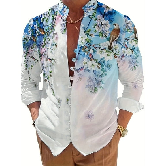 Men's Cotton Linen Shirts Long Sleeve Button Down Up T Shirt Vintage Collared T-Shirts Casual Tee Beach Tshirt for Men Multicolor XXL