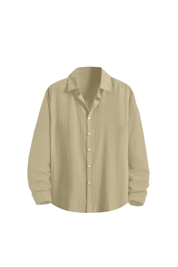 Men's Cotton Linen Shirts Long Sleeve Cardigan Button Up Henley Shirt Plain Open Front Cardigans Regular Fit T-Shirt Casual Summer Outwear Holiday Wedding Tops