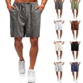 thumbnail image 1 of Men's Cotton Linen Shorts with Drawstring Elastic Waist Shorts with Pockets Flat Front Linen Shorts Cotton Linen Casual Lightweight Summer Beach Daily Wear Outfit,Gray 4XL, 1 of 4
