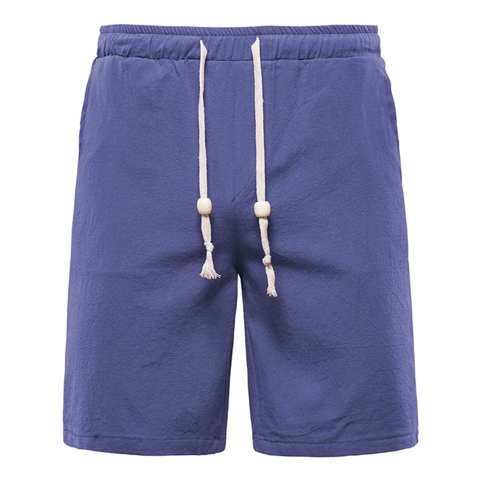 Men's Cotton Linen Shorts Summer Elastic Waist Drawstring Shorts Casual ...