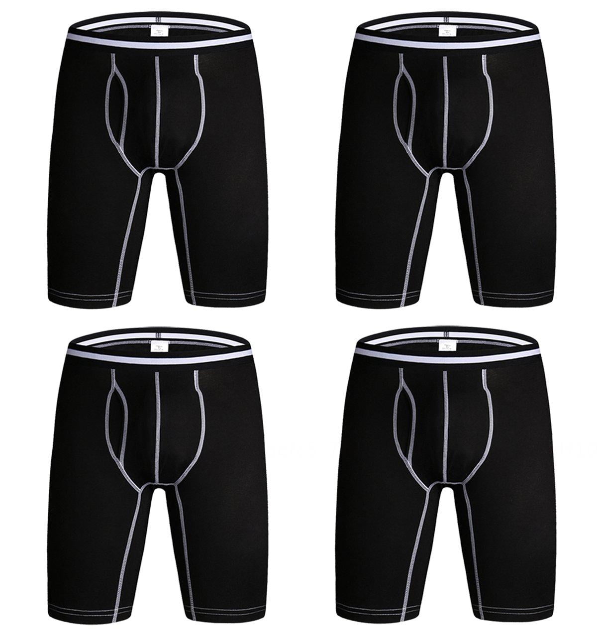 Men's Cotton Long Leg Underwear No Ride up Performance Boxer Briefs