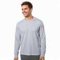 thumbnail image 1 of Men's Long Sleeve Crew Neck Ribbed Cuff Solid Tee/T-Shirt , Heather Grey 3XL, 1 Pack, 1 of 6