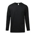 thumbnail image 1 of Men's Cotton Long Sleeve Soft T-Shirt, Crew Neck Stretch Shirts Classic Tee, Black S, 1 Pack, 1 of 1