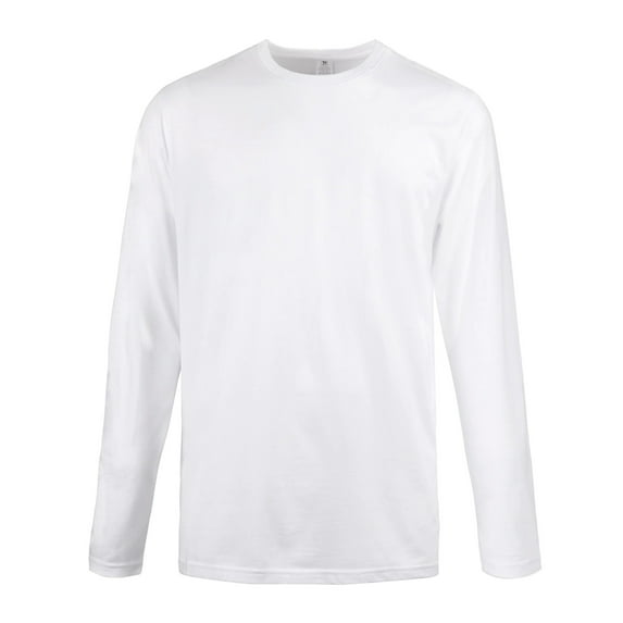 Men's Cotton Long Sleeve Soft T-Shirt, Crew Neck Stretch Shirts Classic Tee, White L, 1 Pack