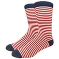 thumbnail image 1 of Men's Cotton Luxury Colorful Striped Casual Crew Dress Socks, Heather / White / Red, Size 8 to 13, 1 of 7