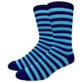 thumbnail image 1 of Men's Cotton Luxury Colorful Striped Casual Crew Dress Socks, Navy / Teal, Size 8 to 13, 1 of 7