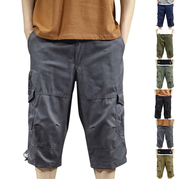 Men's Cotton Multi Pocket Cargo Shorts Work Pants Knee Length Sports Shorts Button Zipper Closure Casual Daily Hiking Golf Summer Travel | Zenithor,Yellow 2XL