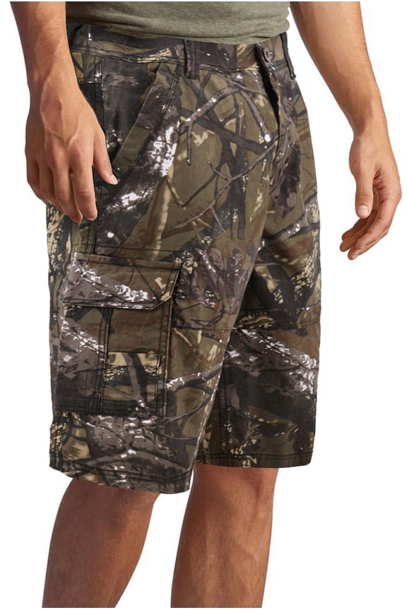 Men's Cotton Multi Pocket Relaxed Fit Outdoor Army Nature Camo Cargo Shorts (#4, 32)