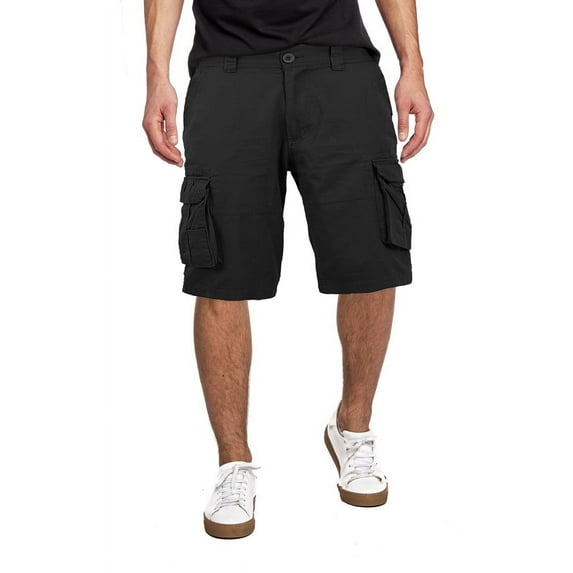Men's Cotton Multi Utility Pockets Relaxed Fit Casual Outdoor Army Cargo Shorts (Black, 40)