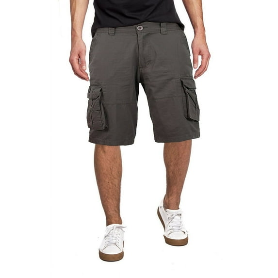 Men's Cotton Multi Utility Pockets Relaxed Fit Casual Outdoor Army Cargo Shorts (Dark Grey, 32)