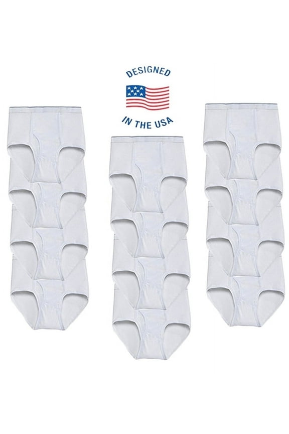 Men's Cotton No Ride Up Briefs w/Comfort Flex Waistband Underwear Big and Tall Sizes avalible (S, White, 6 Pack)