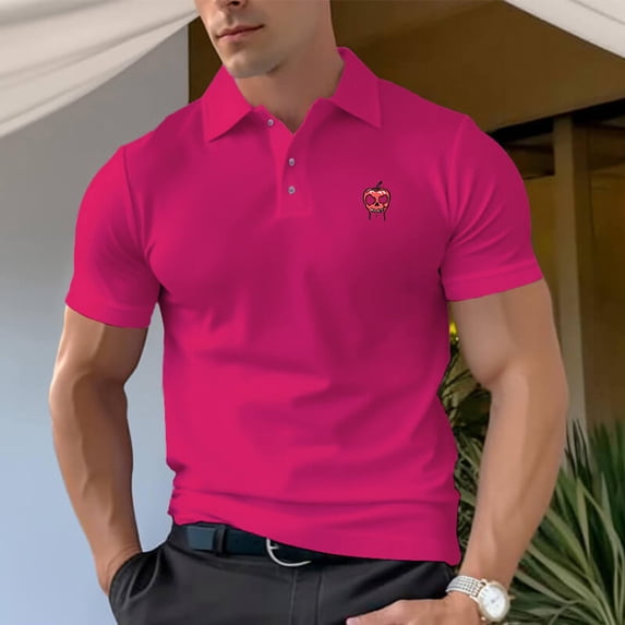 Men's Cotton POLO Shirt Skull And Apple Combination Logo Design