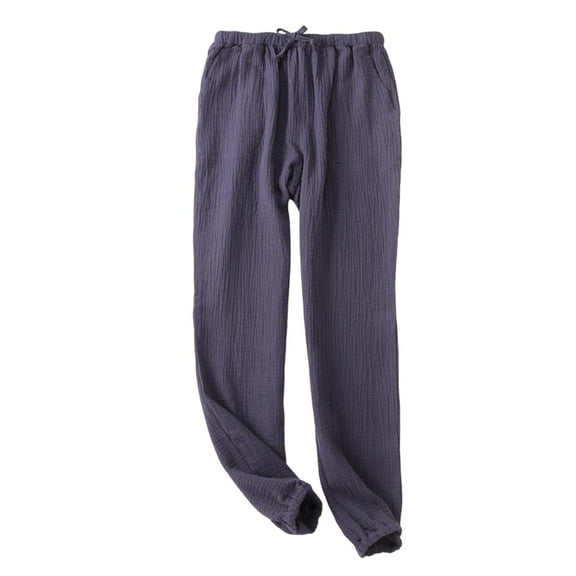 Men's Cotton Pajama Pants, Lightweight Loungewear, Comfy Jogger Sleep Pant Long Pj Bottoms with Drawstring & Pockets
