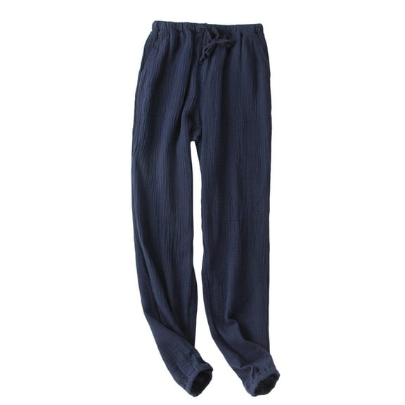 Men's Cotton Pajama Pants, Lightweight Loungewear, Comfy Jogger Sleep Pant Long Pj Bottoms with Drawstring & Pockets