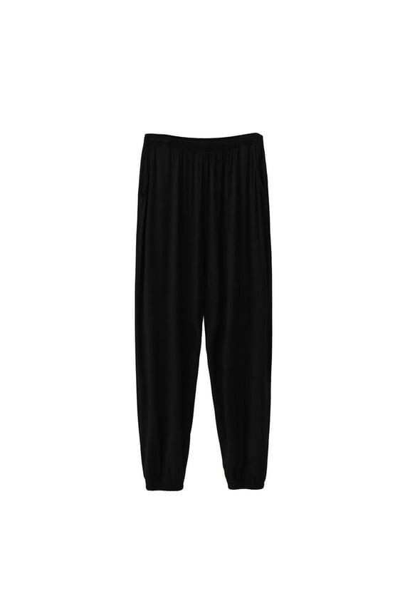 Men's Cotton Pajama Pants Soft PJ Lounge Bottoms Loungewear Elastic Waist Pockets (Big and Tall) Size 4XL-6XL Black