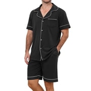 Men s Cotton Pajamas Set - Button-Down Shirt & Pants with Pockets, Soft Breathable Sleepwear & Loungewear, Sizes S-2XL