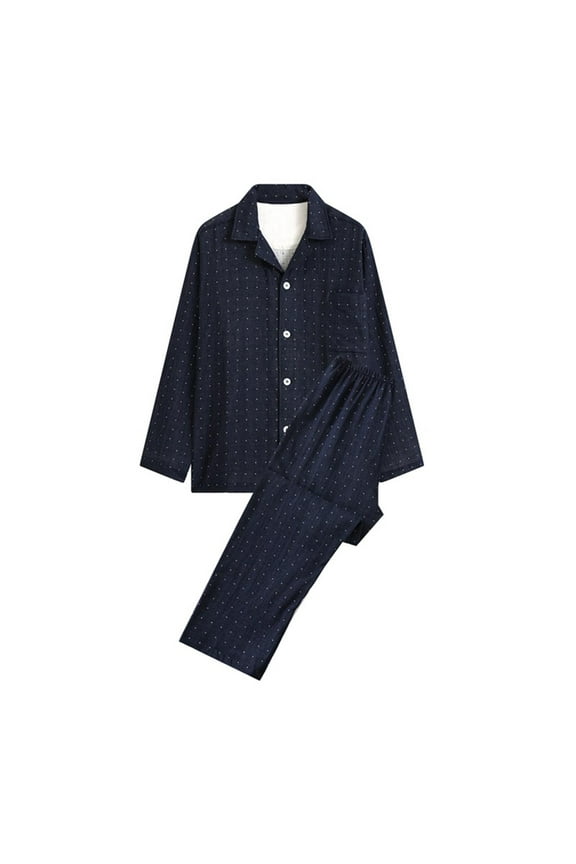 Men's Cotton Poly Blend Pajama Sets Longsleeve Night Home Suits for Relaxed Fall Evenings