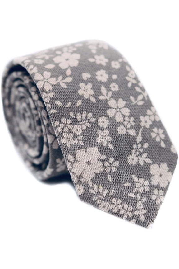 Men's Cotton Printed Floral Tie 2.56" Skinny Narrow Necktie