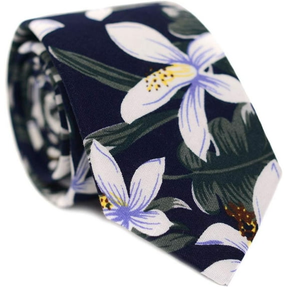 Men's Cotton Printed Floral Tie 2.56" Skinny Narrow Necktie