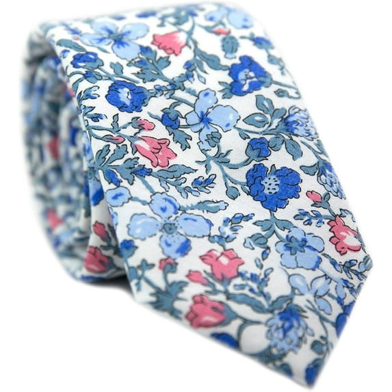 Men's Cotton Printed Floral Tie 2.56" Skinny Narrow Necktie
