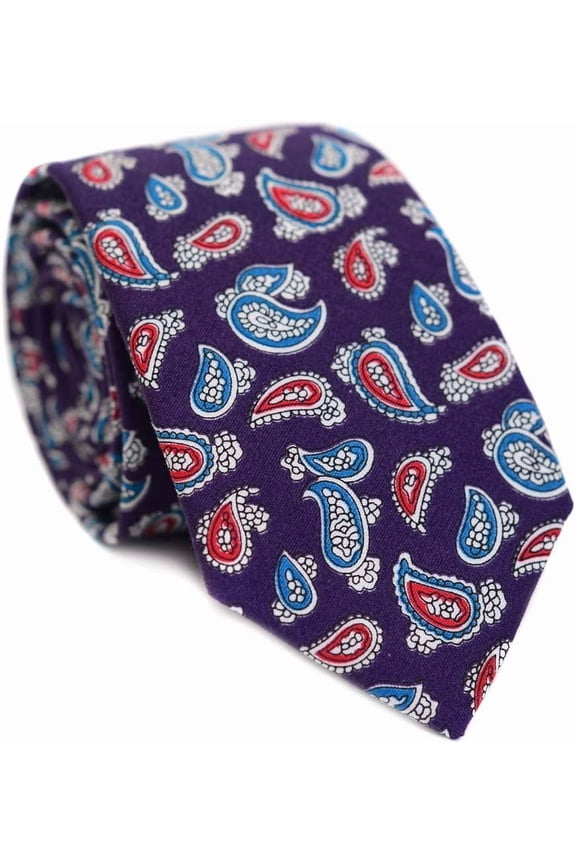 Men's Cotton Printed Floral Tie 2.56" Skinny Narrow Necktie