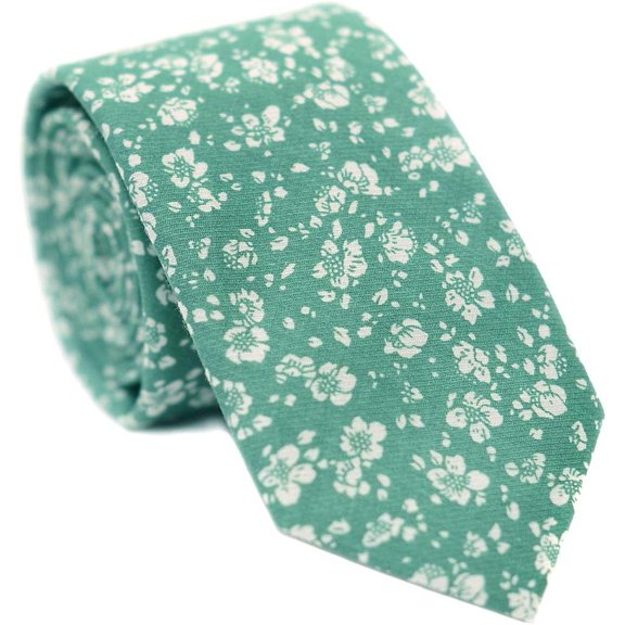 Men's Cotton Printed Floral Tie 2.56" Skinny Narrow Necktie