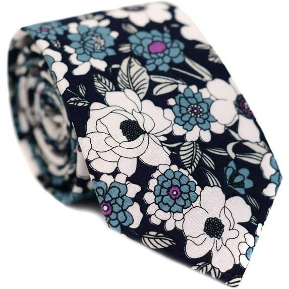 Men's Cotton Printed Floral Tie 2.56" Skinny Narrow Necktie