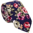 thumbnail image 1 of Men's Cotton Printed Floral Tie 2.56" Skinny Narrow Necktie, 1 of 5