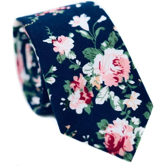 Men's Cotton Printed Floral Tie 2.56" Skinny Narrow Necktie