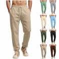 thumbnail image 1 of Men's Cotton Relaxed Fit Full Drawstring Elastic Waist Twill Pants Size 2XL Gray, 1 of 6