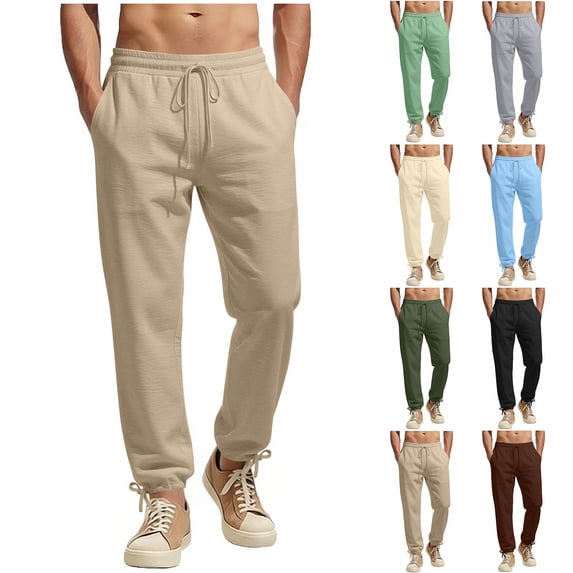Men's Cotton Relaxed Fit Full Drawstring Elastic Waist Twill Pants Size 2XL Gray