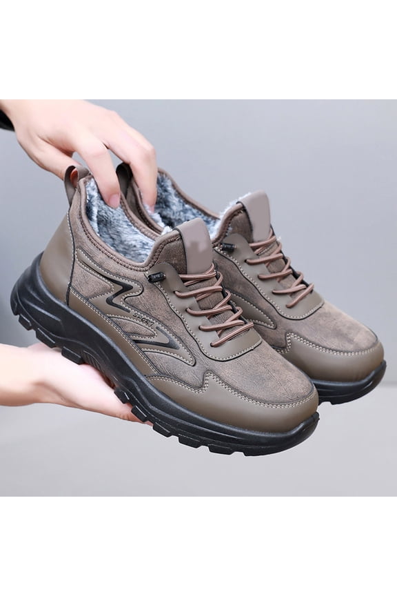 Men's Cotton Shoes 2025 Winter Plush Thick Dad Shoes Warm Slip Workwear Walking Shoes Men