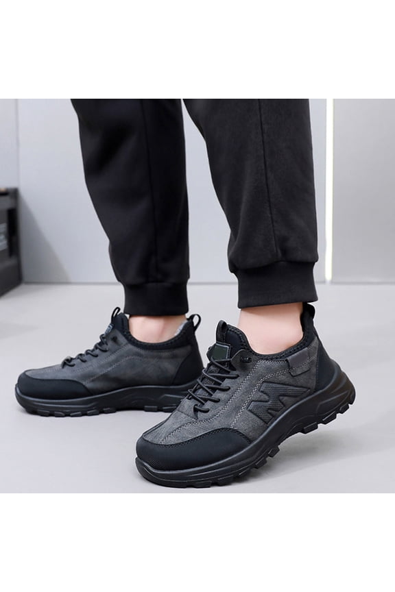 Men's Cotton Shoes 2025 Winter Plush Thick Dad Shoes Warm Slip Workwear Walking Shoes Men