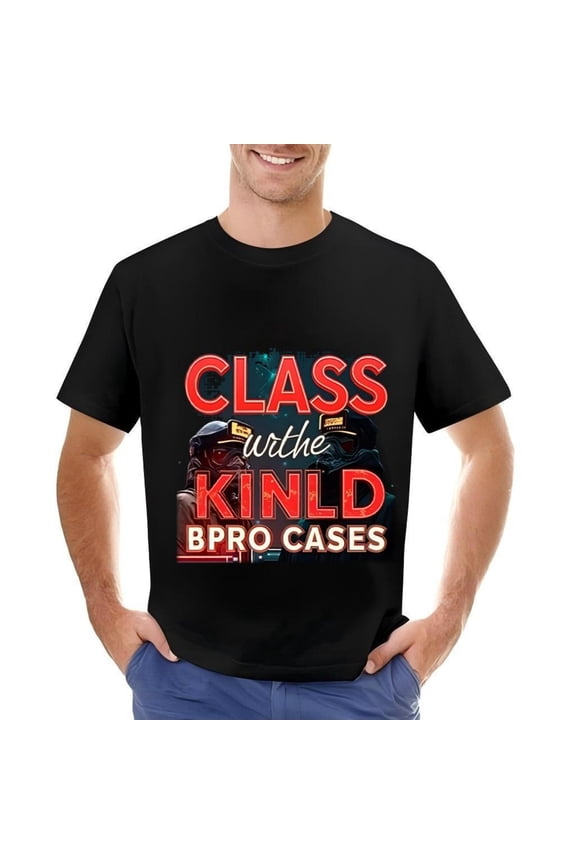Men's Cotton Short Sleeve T-Shirt - Bold ' CLASS with the KIND BPRO ' Design Red & White Text Graphics