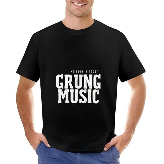 Men's Cotton Short Sleeve T-Shirt - Bold ' EXPLOSION IN TAPER GRUNG MUSIC ' Graphic Design Black Casual Tee
