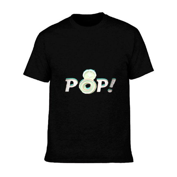 Men's Cotton Short Sleeve T-Shirt - Bold ' POP ' Graphic with Camera Lens Design - Playful and Eye - Catching Tee Top
