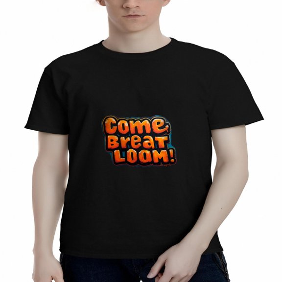 Men's Cotton Short Sleeve T-Shirt - " Come Break " Colorful Graphic Tee with Bold Orange & Blue Design Playful Style