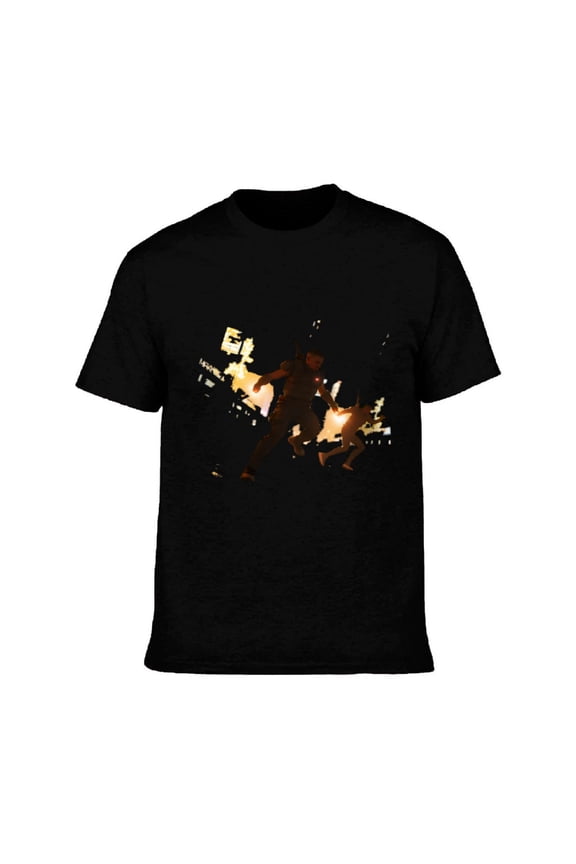 Men's Cotton Short Sleeve T-Shirt - Dynamic Action Pose Graphic Tee Abstract Motion Design Perfect for Active Lifestyle