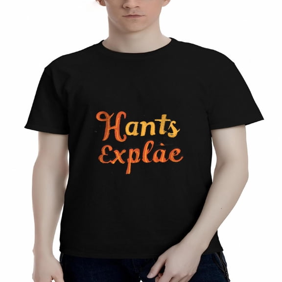 Men's Cotton Short Sleeve T-Shirt - " Hants Explained " Gradient Design in Orange & Yellow - Casual Tee Top for Everyday Wear