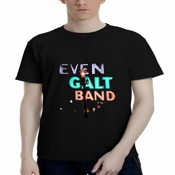 Men's Cotton Short Sleeve T-Shirt - Playful ' EVEN BAND ' Multicolored Design with Dots & Shapes Staggered Font Style
