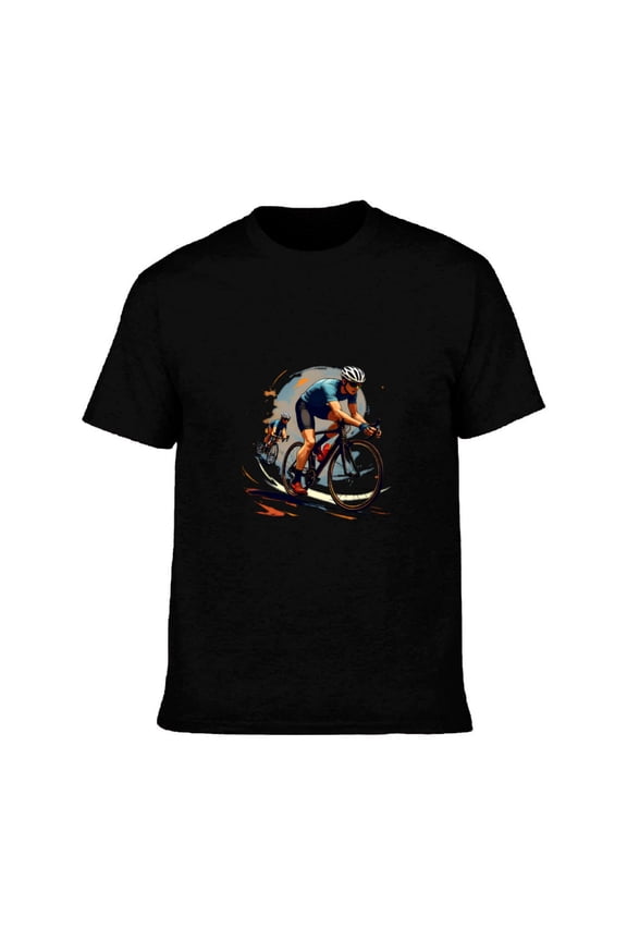 Men's Cotton Short Sleeve T-Shirt - Vibrant Cycling Graphic Tee Abstract Motion Design Perfect for Active Lifestyle Casual Wear