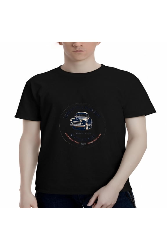 Men's Cotton Short Sleeve T-Shirt - Vintage 1940 ' s Classic Car Graphic Tee Nostalgic Blue & White Design Perfect for Car Show Enthusiasts