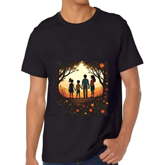 Men's Cotton Short Sleeve T-Shirt - Vintage Autumn Leaves Pattern Tee Nature -Inspired Design for Casual Wear