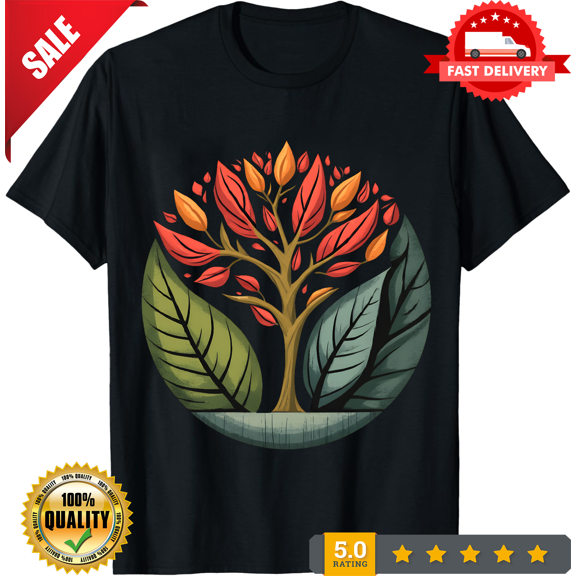 Men's Cotton Short Sleeve T-Shirt with Artistic Tree Design - Vibrant, LIMITED EDITION-TH74975