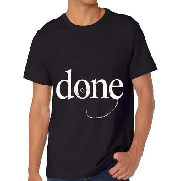 Men's Cotton Short Sleeve T-Shirt with Bold ' Done ' Graphic Design and Diamond Accent in ' O ' - Casual Crew Neck Tee