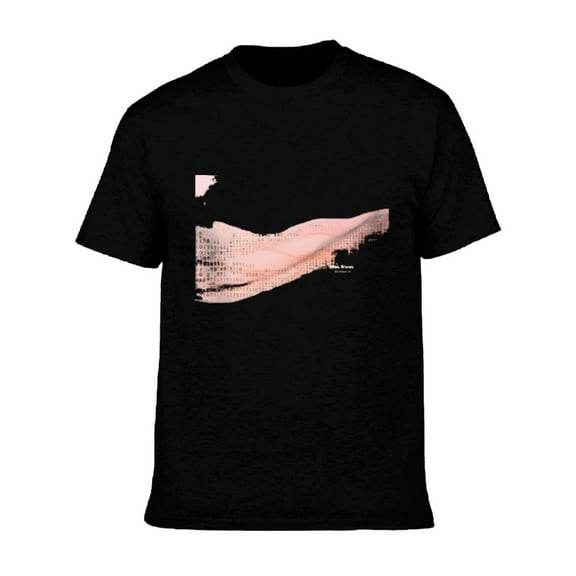 Men's Cotton Short Sleeve T-Shirt with Bold Pink Abstract Wave Design - Textured Brushstroke Effect on Solid Black Background