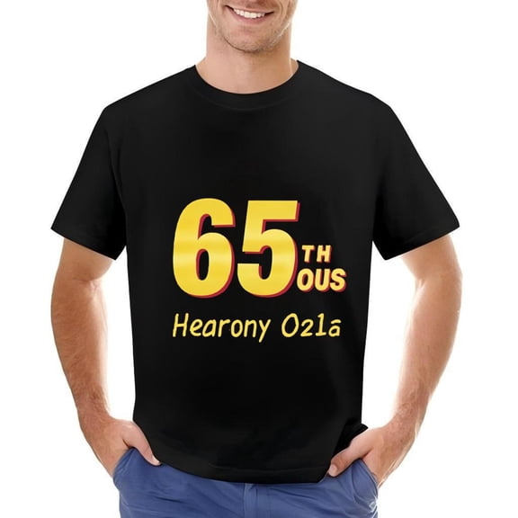 Men's Cotton Short Sleeve T-Shirt with Bold Yellow ' 65 ' and Red ' ' Design Unique ' Hearony O21a ' Graphic Casual Stylish Tee